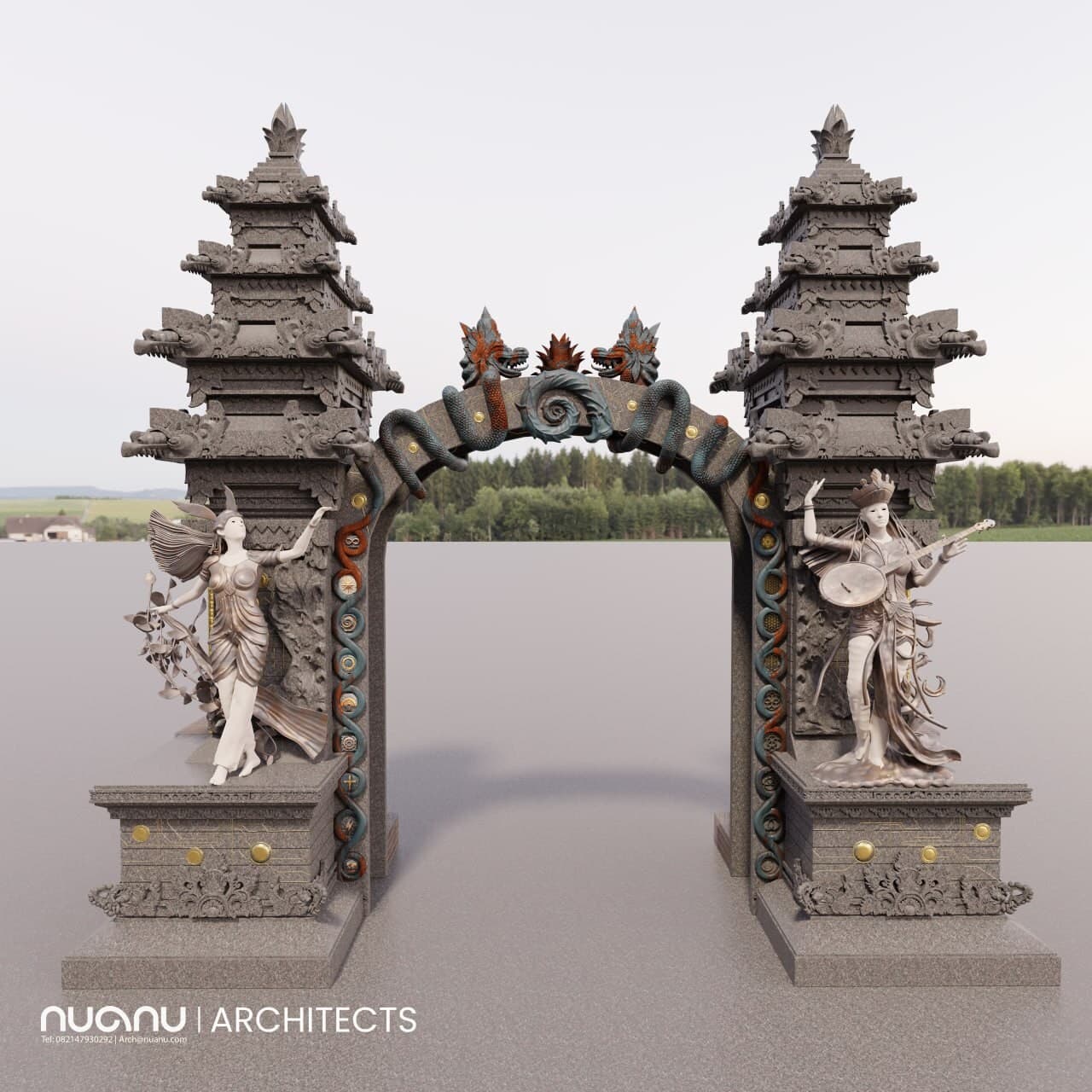 Full architectural 3D visualisation of Nuanu Gate
