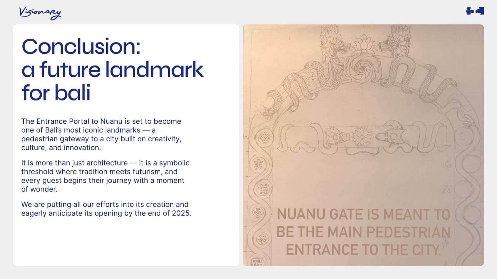 Hand-drawn engraving of the Nuanu Gate — caption: Nuanu Gate is meant to be the main pedestrian entrance to the city.